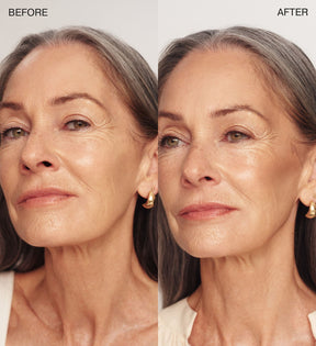 The Soft Tan Bronzer before and after comparison showing a natural sun-kissed glow from The Valentines Bundle