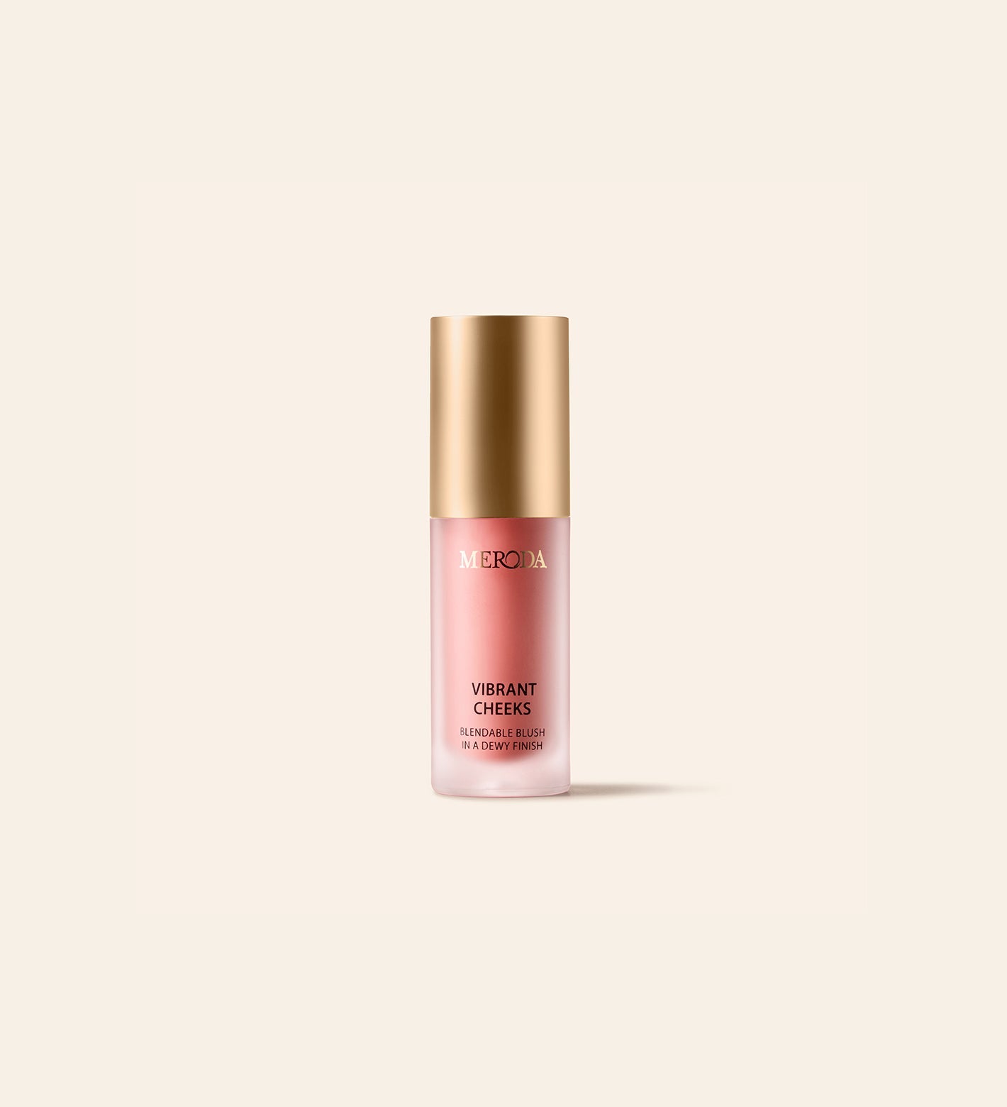 Mini Vibrant Cheeks Liquid Blush in Dusty Rose with a gold cap, offering a blendable, dewy finish.
